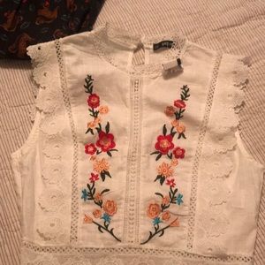 Cotton embroidered white top